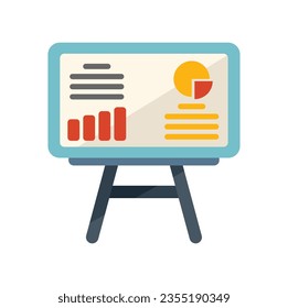 Banner financial report icon flat vector. Finance page. Document analysis isolated