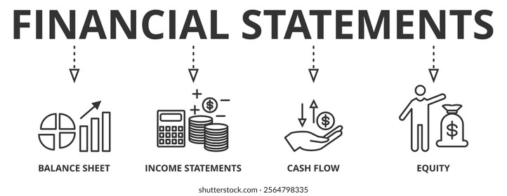 Banner financial statements concept vector illustration