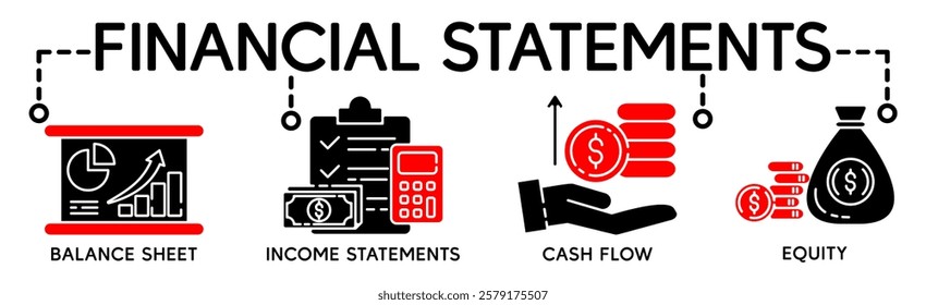 Banner financial statements concept vector illustration