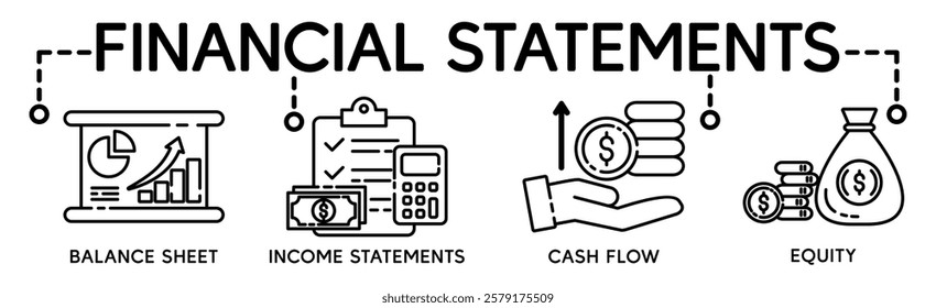 Banner financial statements concept vector illustration