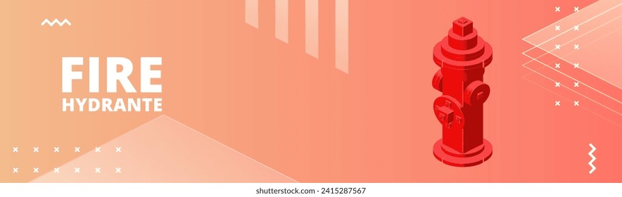 Banner with fire hydrant for printing and design. Vector illustration.