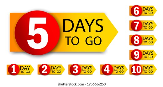 Banner with five days to go. Logo design. Number one. Stock image. Vector illustration. EPS 10.