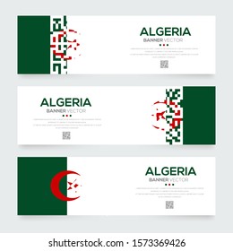 Banner Flag of Algeria ,Vector illustration