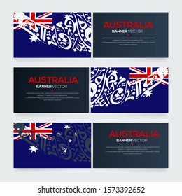 Banner Flag of Australia ,Contain Random Arabic calligraphy Letters Without specific meaning in English ,Vector illustration