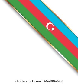 banner with flag of Azerbaijan, corner banner with gold frame