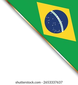 banner with flag of Brazil, corner banner with gold frame