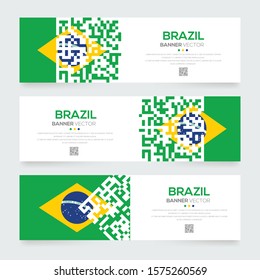 Banner Flag of Brazil ,Vector illustration