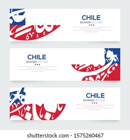 Banner Flag of Chile ,Contain Random Arabic calligraphy Letters Without specific meaning in English ,Vector illustration