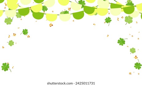 banner with flag, clover and confetti Happy St. Patrick's Day, invitation holiday festival vector illustration