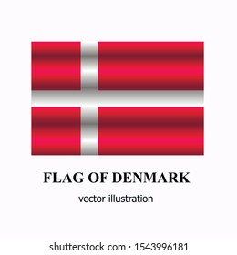 Banner with flag of Denmark. Colorful button with flag for design. Vector illustration with white background.