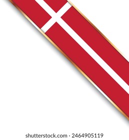 banner with flag of Denmark, corner banner with gold frame