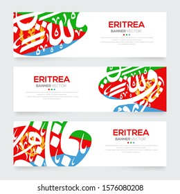 Banner Flag of Eritrea ,Contain Random Arabic calligraphy Letters Without specific meaning in English ,Vector illustration