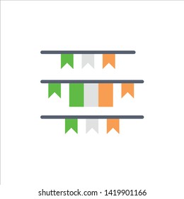 Banner, Flag, Garland, Ireland, Irish  Flat Color Icon. Vector icon banner Template