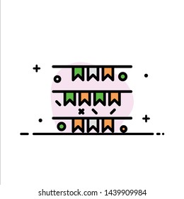 Banner, Flag, Garland, Ireland, Irish  Business Flat Line Filled Icon Vector Banner Template