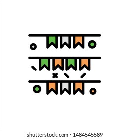 Banner, Flag, Garland, Ireland, Irish  Flat Color Icon. Vector icon banner Template. Vector Icon Template background