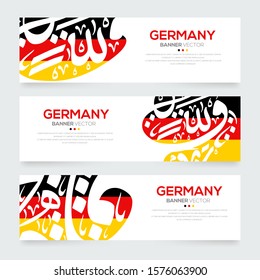 Banner Flag of Germany ,Contain Random Arabic calligraphy Letters Without specific meaning in English ,Vector illustration