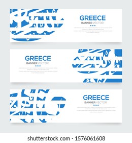 Banner Flag of Greece ,Contain Random Arabic calligraphy Letters Without specific meaning in English ,Vector illustration