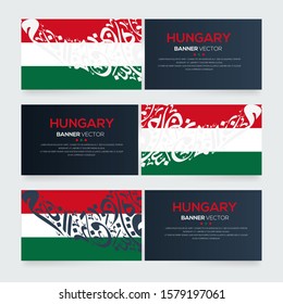 Banner Flag of Hungary ,Contain Random Arabic calligraphy Letters Without specific meaning in English ,Vector illustration
