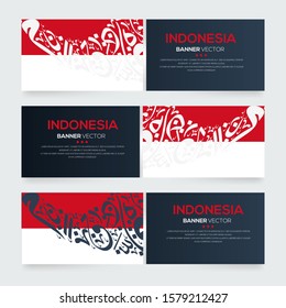 Banner Flag of Indonesia ,Contain Random Arabic calligraphy Letters Without specific meaning in English ,Vector illustration