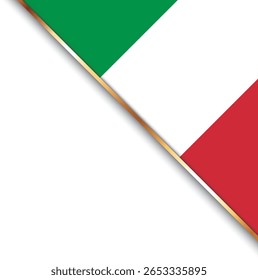 banner with flag of Italy, corner banner with gold frame