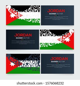 Banner Flag of Jordan ,Contain Random Arabic calligraphy Letters Without specific meaning in English ,Vector illustration