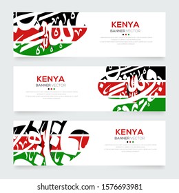 Banner Flag of Kenya,Contain Random Arabic calligraphy Letters Without specific meaning in English ,Vector illustration