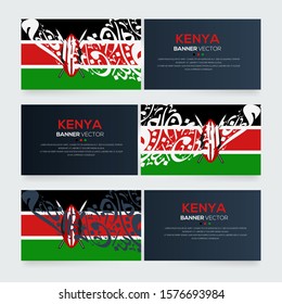 Banner Flag of Kenya,Contain Random Arabic calligraphy Letters Without specific meaning in English ,Vector illustration