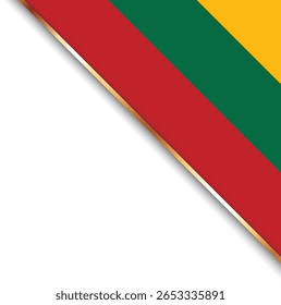 banner with flag of Lithuania, corner banner with gold frame