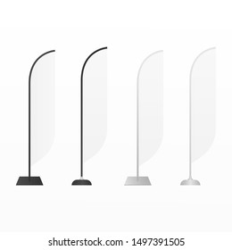 Banner flag mockup set. Empty banner flag isolated on white background.