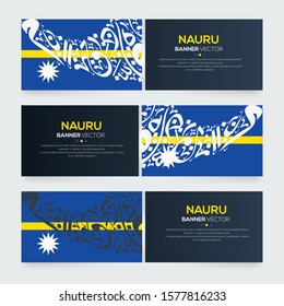 Banner Flag of Nauru ,Contain Random Arabic calligraphy Letters Without specific meaning in English ,Vector illustration