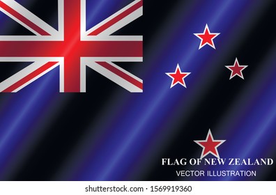 Banner with flag of New Zealand. Colorful illustration with flag for web design. Flag of New Zealand with folds. Vector Illustration.