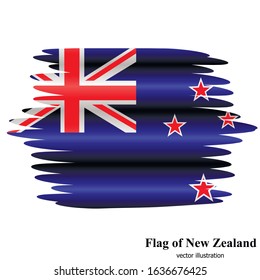 Banner with flag of New Zealand. Colorful illustration with flag for  design. Flag of New Zealand with folds. Vector Illustration.