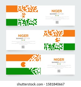 Banner Flag of Niger. Vector illustration.