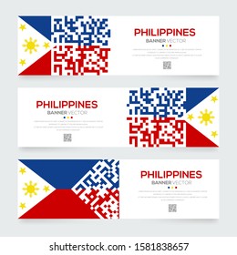 Banner Flag of Philippines. Vector illustration.