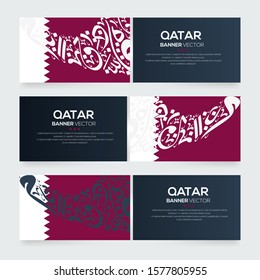 Banner Flag of Qatar ,Contain Random Arabic calligraphy Letters Without specific meaning in English ,Vector illustration