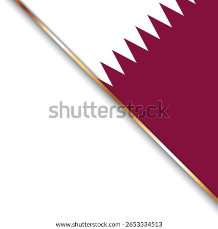 banner with flag of Qatar, corner banner with gold frame