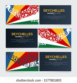 Banner Flag of Seychelles ,Contain Random Arabic calligraphy Letters Without specific meaning in English ,Vector illustration