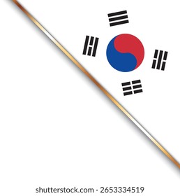 banner com bandeira da Coreia do Sul, banner de canto com moldura de ouro