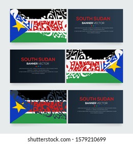 Banner Flag of South Sudan ,Contain Random Arabic calligraphy Letters Without specific meaning in English ,Vector illustration