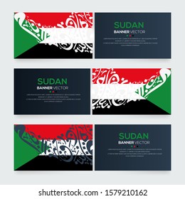 Banner Flag of Sudan ,Contain Random Arabic calligraphy Letters Without specific meaning in English ,Vector illustration