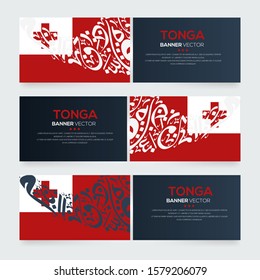 Banner Flag of Tonga ,Contain Random Arabic calligraphy Letters Without specific meaning in English ,Vector illustration