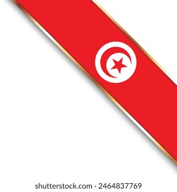 banner with flag of Tunis, corner banner with gold frame