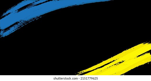 Banner flag of Ukraine drawn with brush. Paint splash on black background. Vector illustration isolated.

