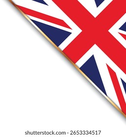 banner com bandeira do Reino Unido, banner de canto com moldura de ouro