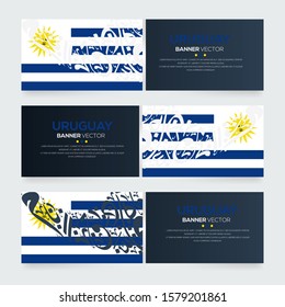 Banner Flag of Uruguay ,Contain Random Arabic calligraphy Letters Without specific meaning in English ,Vector illustration