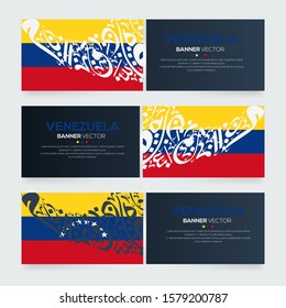 Banner Flag of Venezuela ,Contain Random Arabic calligraphy Letters Without specific meaning in English ,Vector illustration
