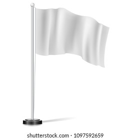 Banner flag. White textile flag. Vector illustration.