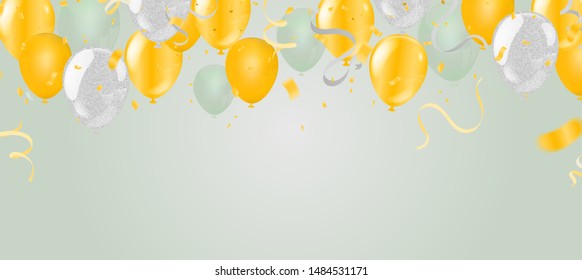 Banner with flags balloons and Happy Birthday card party place for text. Can be used for cards, gifts, invitations sales, web design