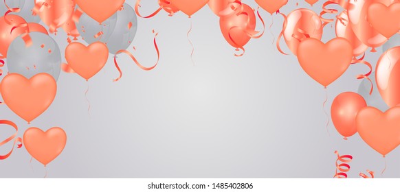 Banner with flags balloons and Happy Birthday card party place for text. Can be used for cards, gifts, invitations sales, web design