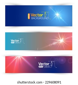banner with flash light, star, salute
